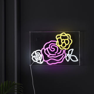 the Crowd Of Roses Contemporary Glam Acrylic Box USB Operated LED Neon Light