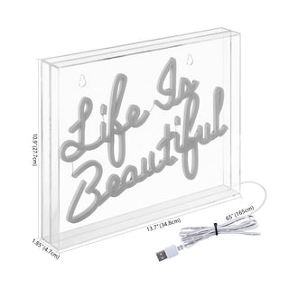 Party Life is Beautiful Contemporary Glam Acrylic Box USB Operated LED Neon Light