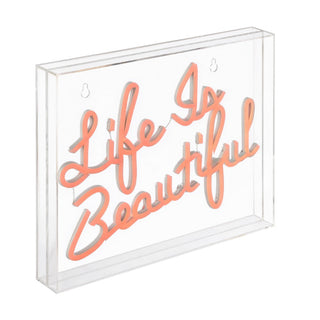 Party Life is Beautiful Contemporary Glam Acrylic Box USB Operated LED Neon Light