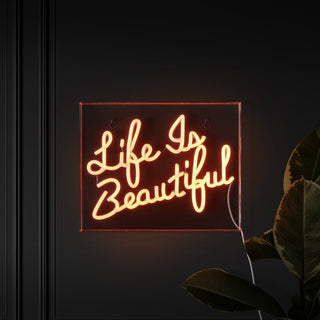 Party Life is Beautiful Contemporary Glam Acrylic Box USB Operated LED Neon Light