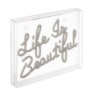 Party Life is Beautiful Contemporary Glam Acrylic Box USB Operated LED Neon Light