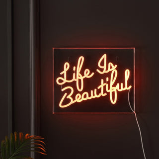 Party Life is Beautiful Contemporary Glam Acrylic Box USB Operated LED Neon Light