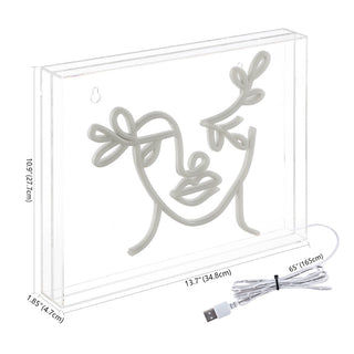 Personalize Teary Face Contemporary Glam Acrylic Box USB Operated LED Neon Light