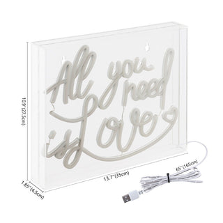 Diy All You Need Is Love Contemporary Glam Acrylic Box USB Operated LED Neon Light