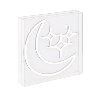 make Starry Crescent Square Contemporary Glam Acrylic Box USB Operated LED Neon Light