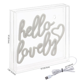 like Hello Lovely Square Contemporary Glam Acrylic Box USB Operated LED Neon Light