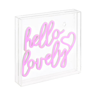 like Hello Lovely Square Contemporary Glam Acrylic Box USB Operated LED Neon Light