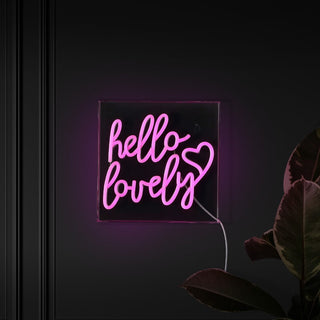 like Hello Lovely Square Contemporary Glam Acrylic Box USB Operated LED Neon Light