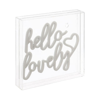 like Hello Lovely Square Contemporary Glam Acrylic Box USB Operated LED Neon Light