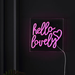 like Hello Lovely Square Contemporary Glam Acrylic Box USB Operated LED Neon Light