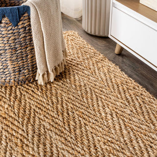 Lolland Hand Woven Herringbone Chunky Jute Area Rug