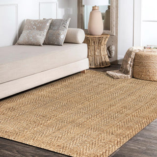 Lolland Hand Woven Herringbone Chunky Jute Area Rug