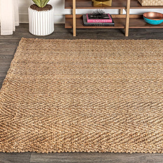 Lolland Hand Woven Herringbone Chunky Jute Area Rug