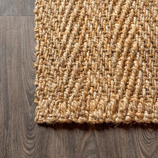 Lolland Hand Woven Herringbone Chunky Jute Area Rug