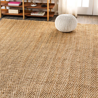 Lolland Hand Woven Herringbone Chunky Jute Area Rug