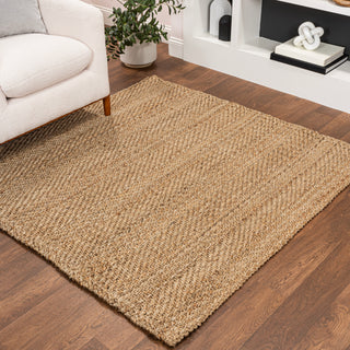 Lolland Hand Woven Herringbone Chunky Jute Area Rug