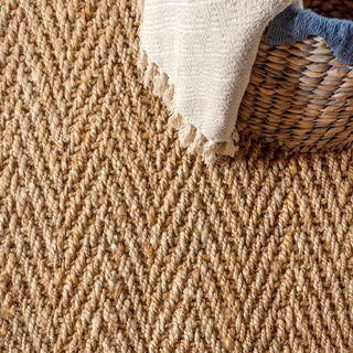 Lolland Hand Woven Herringbone Chunky Jute Area Rug