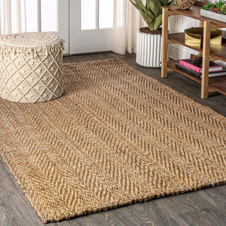 Lolland Hand Woven Herringbone Chunky Jute Area Rug