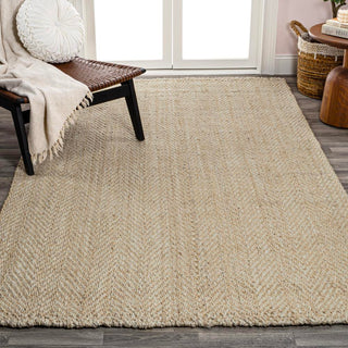 Lolland Hand Woven Herringbone Chunky Jute Area Rug