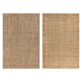 Funen Estera Hand Woven Boucle Area Rug and Lolland Espina Hand Woven Herringbone Area Rug