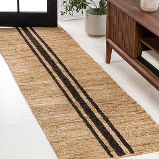 Zoya Rustic Beach House Wide Ticking Stripe Jute Area Rug