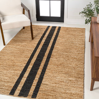 Zoya Rustic Beach House Wide Ticking Stripe Jute Area Rug