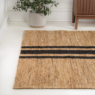 Zoya Rustic Beach House Wide Ticking Stripe Jute Area Rug