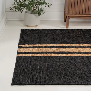 Zoya Rustic Beach House Wide Ticking Stripe Jute Area Rug