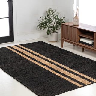 Zoya Rustic Beach House Wide Ticking Stripe Jute Area Rug