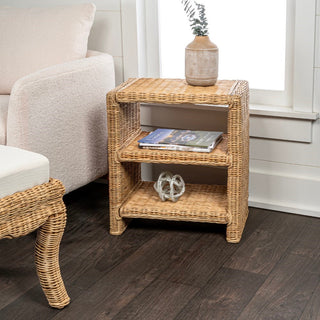 Martin Coastal Bohemian Rattan/Wood 3 Tier End Table