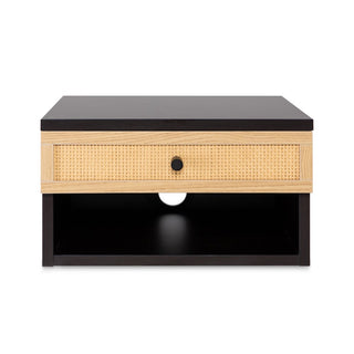 Laurel 15.71" Mid-Century Modern Floating Wall Mounted Nightstand with Soft-Close Rattan Drawer and Cable Hole