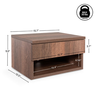 Jdav 15.71" Mid-Century Modern Floating Wall Mounted Nightstand with Soft-Close Drawer and Cable Hole