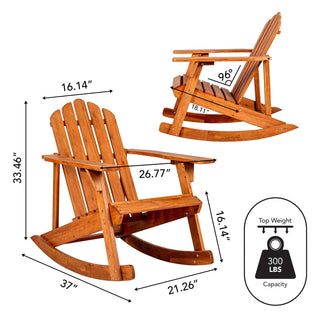 Hausa Outdoor Patio Classic Acacia Wood Adirondack Rocking Chair