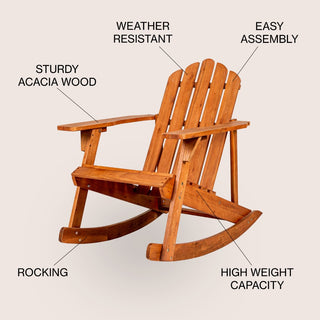 Hausa Outdoor Patio Classic Acacia Wood Adirondack Rocking Chair