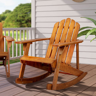 Hausa Outdoor Patio Classic Acacia Wood Adirondack Rocking Chair