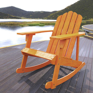 Hausa Outdoor Patio Classic Acacia Wood Adirondack Rocking Chair