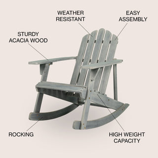 Hausa Outdoor Patio Classic Acacia Wood Adirondack Rocking Chair