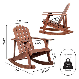 Hausa Outdoor Patio Classic Acacia Wood Adirondack Rocking Chair