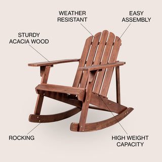 Hausa Outdoor Patio Classic Acacia Wood Adirondack Rocking Chair