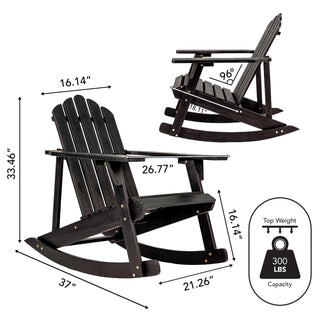 Hausa Outdoor Patio Classic Acacia Wood Adirondack Rocking Chair