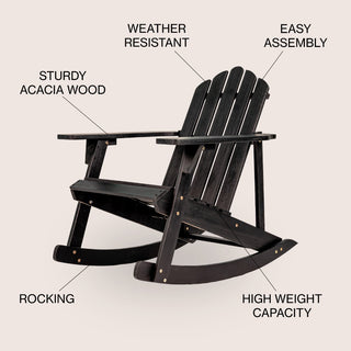 Hausa Outdoor Patio Classic Acacia Wood Adirondack Rocking Chair