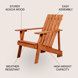 Sandy Outdoor Patio Modern Acacia Wood Adirondack Chair