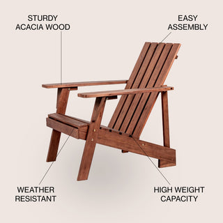 Sandy Outdoor Patio Modern Acacia Wood Adirondack Chair