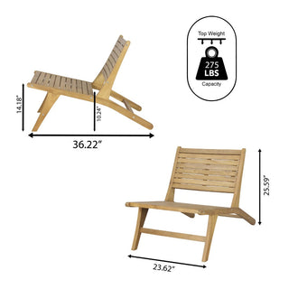 Pace Mid-Century Modern Wood Armless Outdoor Patio Chair