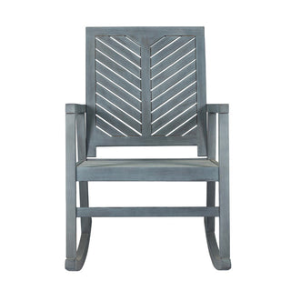 Assemble Modern Chevron-Back 300-Lbs Support Acacia Wood Patio Outdoor Rocking Chair