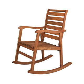 Winado Modern Slat-Back 300-Lbs Support Acacia Wood Patio Outdoor Rocking Chair