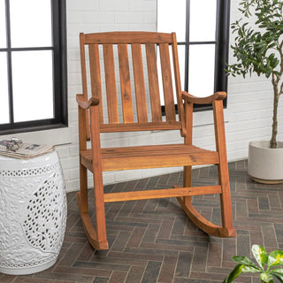 Rajon Slat-Back 300-Lbs Support Acacia Wood Patio Outdoor Rocking Chair