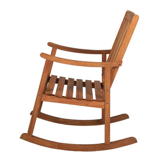 Teak Classic Slat-Back 300-Lbs Support Acacia Wood Patio Outdoor Rocking Chair