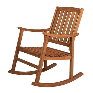 Teak Classic Slat-Back 300-Lbs Support Acacia Wood Patio Outdoor Rocking Chair