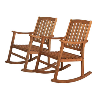 Teak Classic Slat-Back 300-Lbs Support Acacia Wood Patio Outdoor Rocking Chair